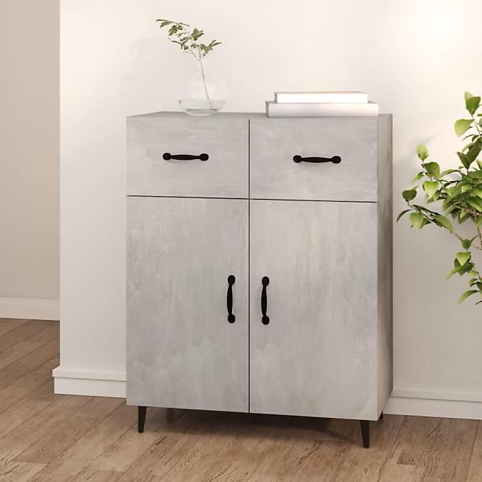 812199 vidaXL Buffet Gris béton 69 – 5 × 34 × 90 cm Bois d'ingénierie