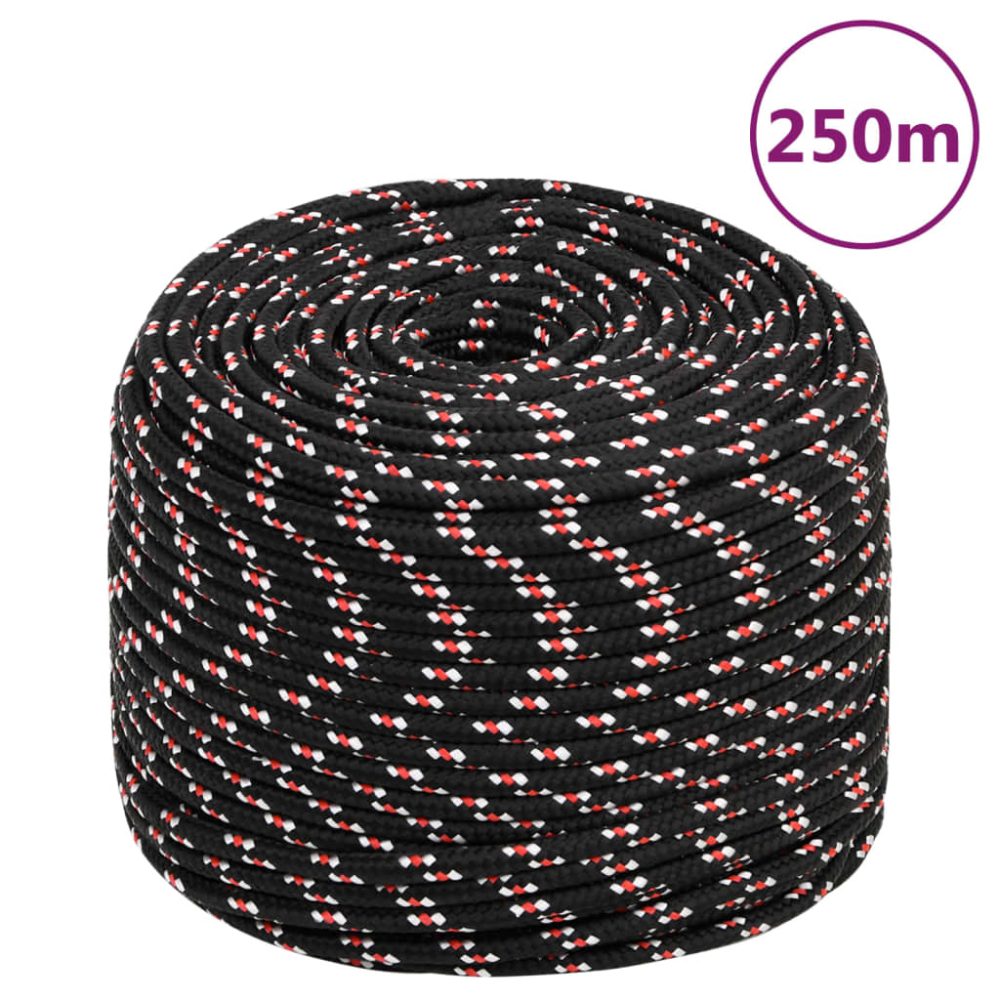 vidaXL Corde de bateau Noir 8 mm 250 m Polypropylène – Équipement de loisirs