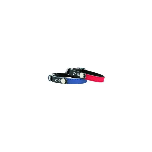 Collier pour chat en cuir coloris bleu marine Bobby porte-adresse