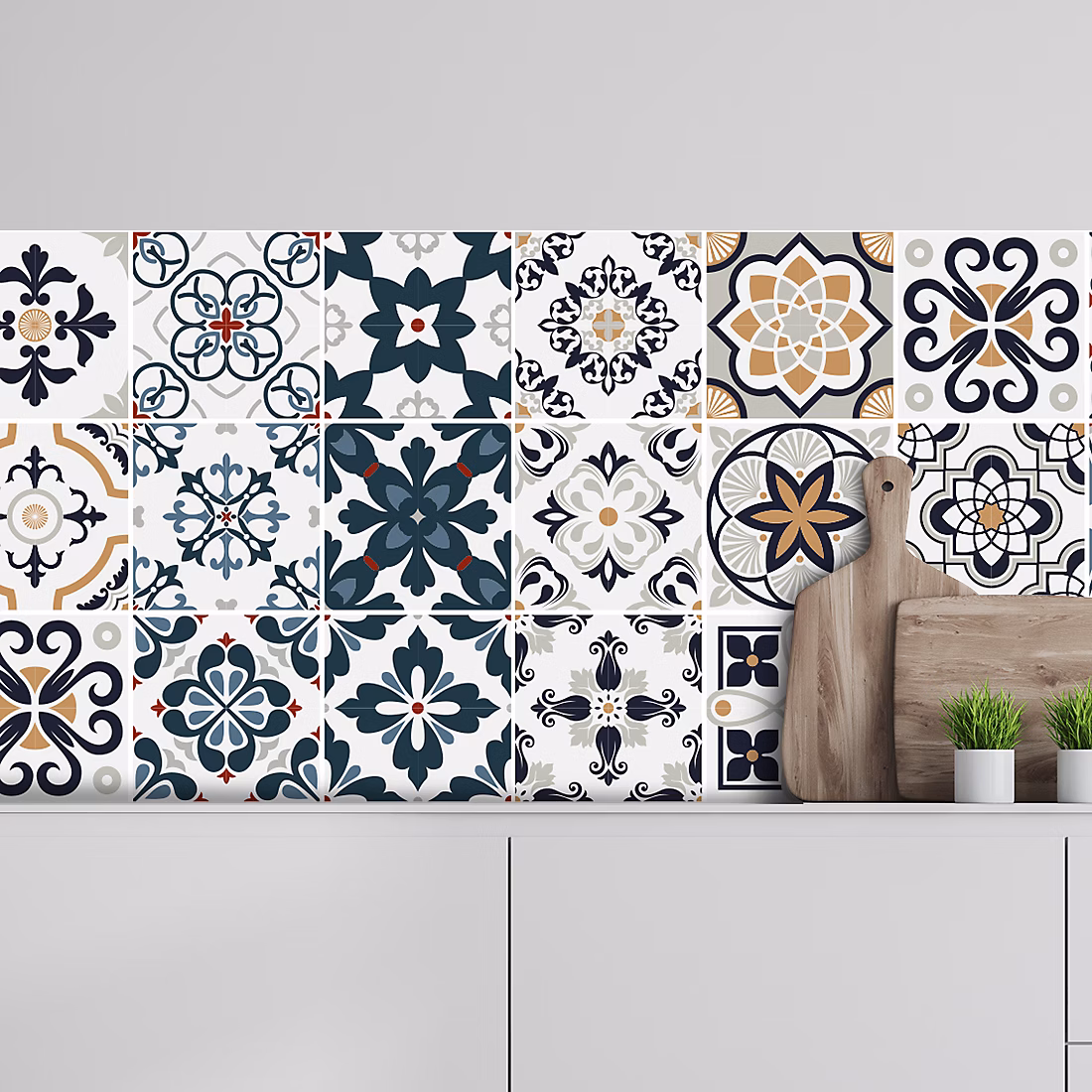 Crédence adhésive effet carreaux de ciment 50 × 100cm