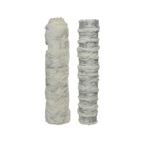 Chemin de table en fourrure blanc/argent - 200 x 35 cm