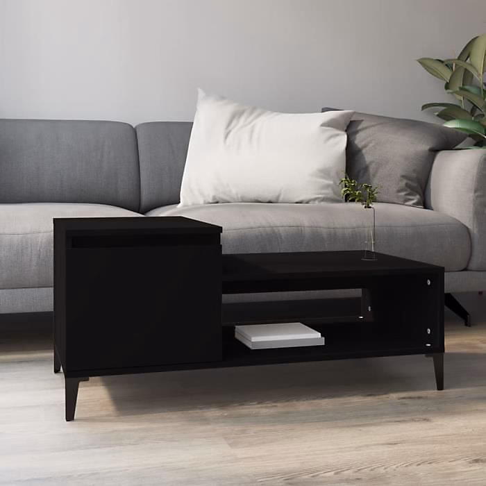 821133 vidaXL Table basse Noir 100 × 50 × 45 cm Bois d'ingénierie