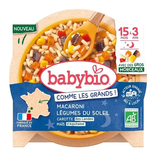 Assiette bio carotte champignon coquillettes jambon Babybio - 200 g
