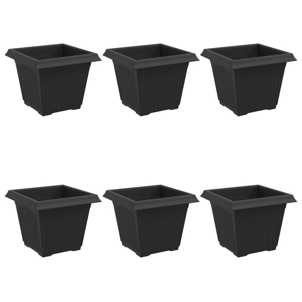 vidaXL Pot de Fleurs Carré 6 pc Noir 20 x 20 x 16 cm Plastique – Aménagement du jardin