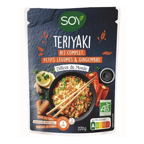 Doy teriyaki riz complet petits légumes et gingembre bio Soy - 220 g