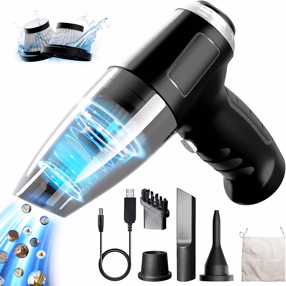 Aspirateur de table sans fil rechargeable 8000PA gris noir – Réf. KGNLRFELI4288652194