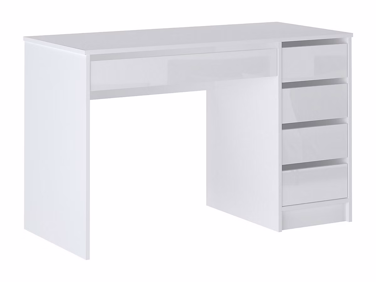 Bureau avec 5 tiroirs – Blanc brillant | JENEMI