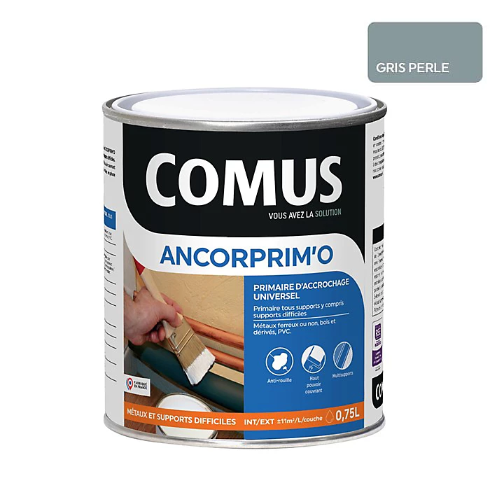 ANCORPRIM'O GRIS PERLE 0.75L – Primaire d'accrochage universel polyperformant en phase aqueuse, COMUS