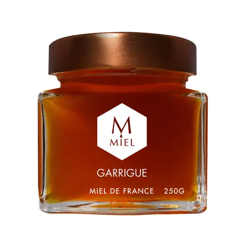 Miel de garrigue dans un pot en verre Hexagone - 250 g