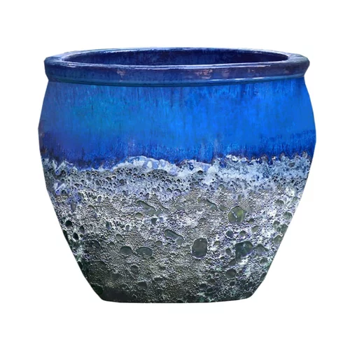 Cuvier en grès émaillé old bleu Decolines Leon - Ø 50 x H 49 cm