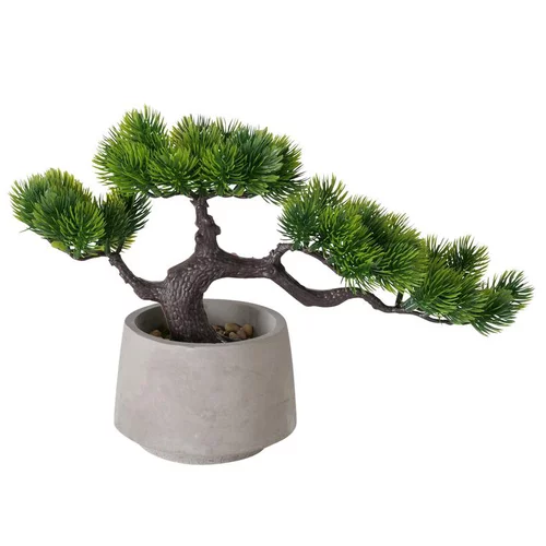 Bonsaï artificiel en pot gris - H 21 cm