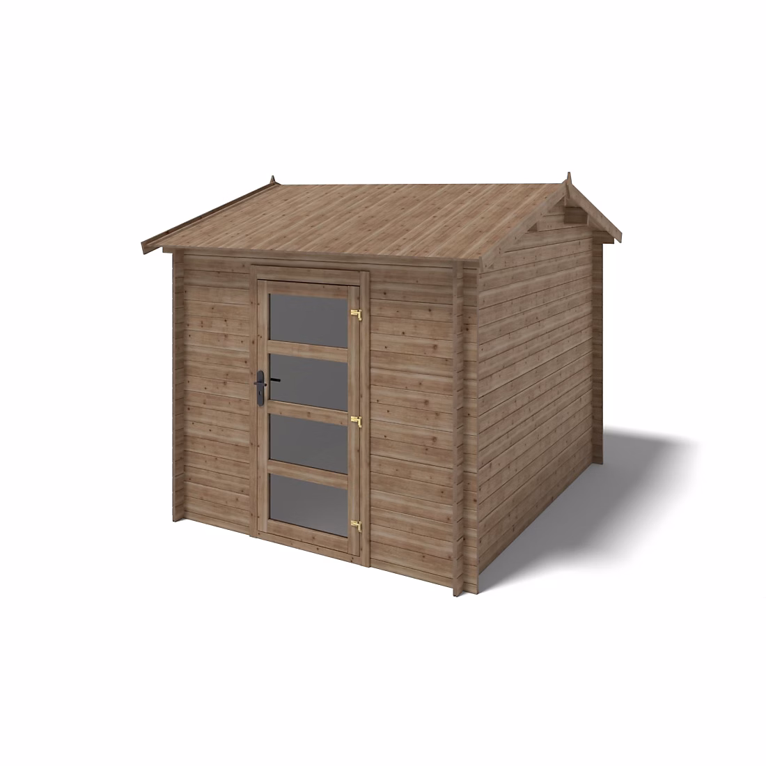 Abri de jardin en bois – 7.5m2, 2.5 × 3m, Traité, Ep. 28mm, Couleur: marron, DOM675
