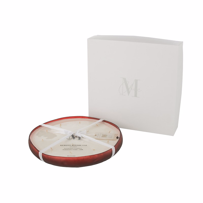 Bougie parfumée plate dans pot en verre rouge 37 × 37 × 5 cm