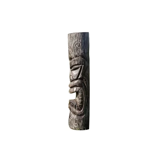 Sculpture en bois de cocotier cendré de Tête de Tiki mauri - 50 cm