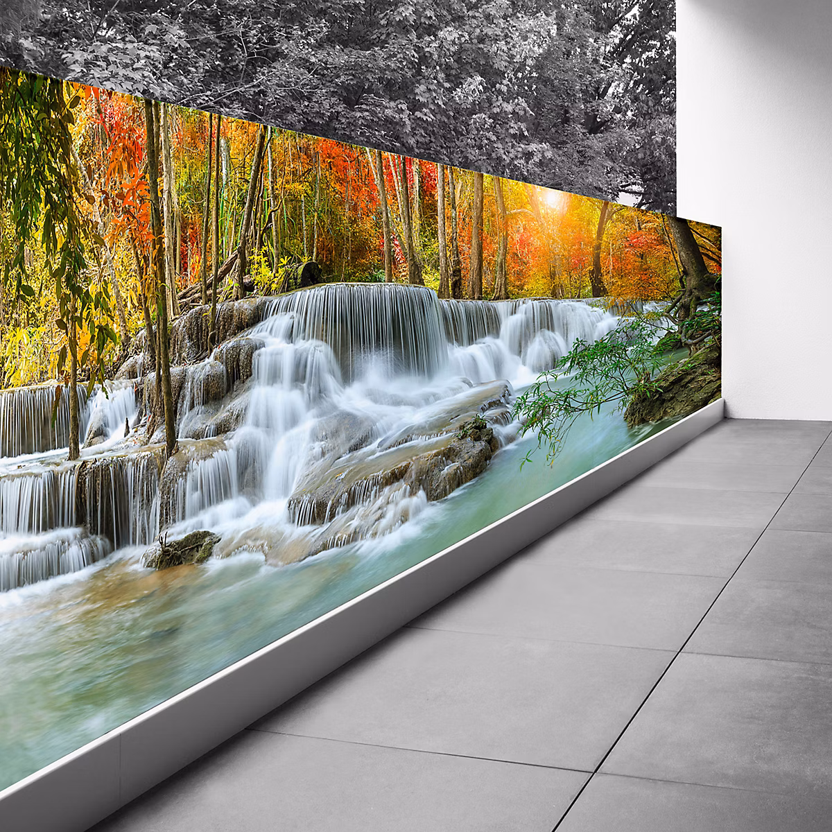 Brise vue Trompe l'oeil | 110 × 275 cm – Cascades 3617689695372