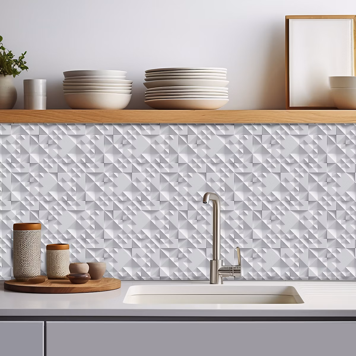 Crédence adhésive design effet 3D relief – 50 × 300cm