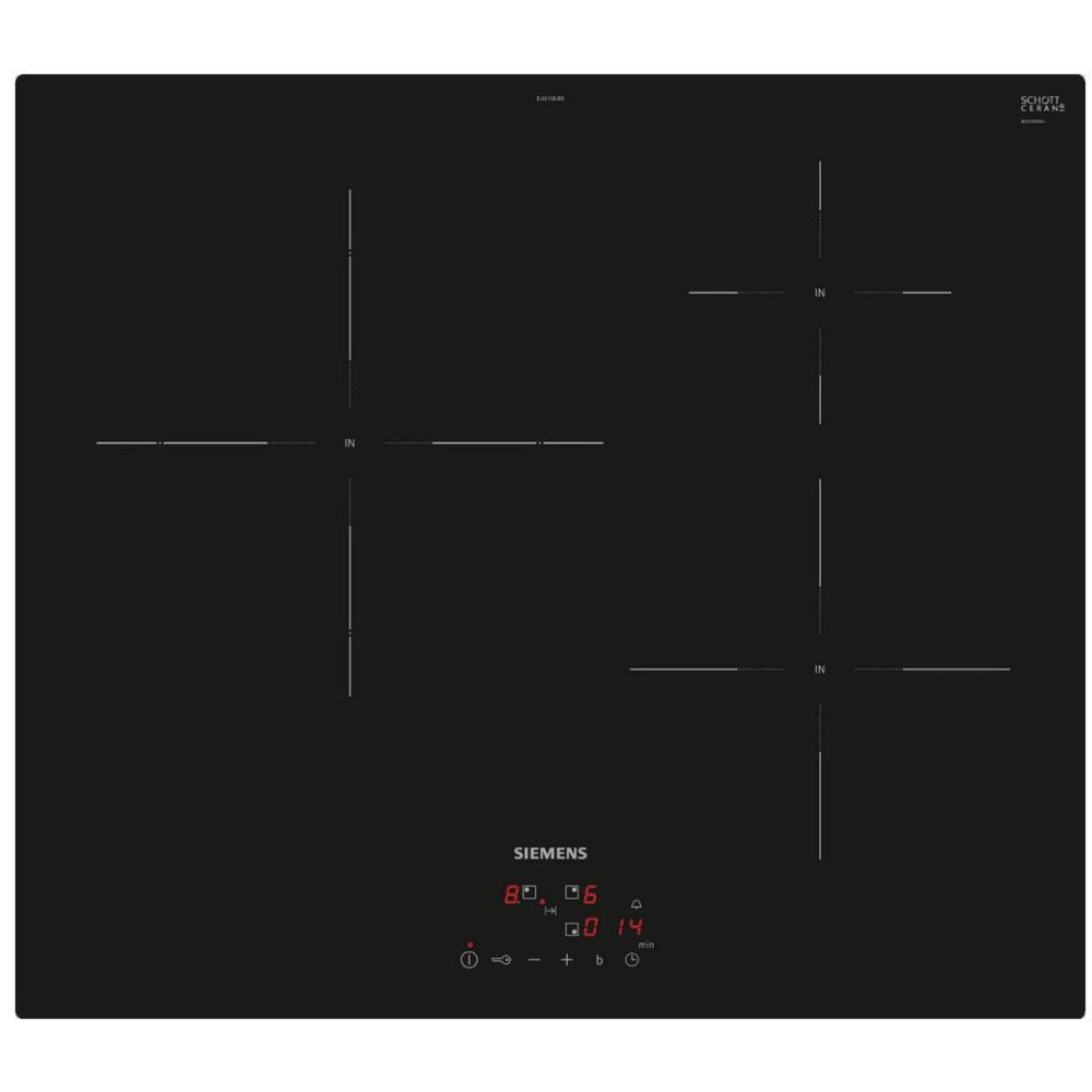 Siemens Table de cuisson induction 60cm 3 foyers 4600w noir eu611bjb5e