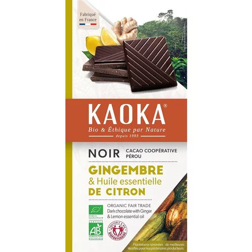 Tablette noir citron gingembre bio Kaoka - 100 g