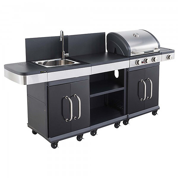 Barbecue – Cuisine extérieure à gaz Fidgi 3 avec évier desserte et 3 brûleurs 11500 watts pour 10 personnes