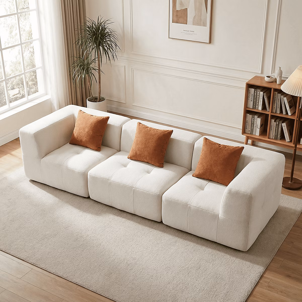 Canapé d'intérieur Design eden simple 3 places Blanc Orange | Canapé
