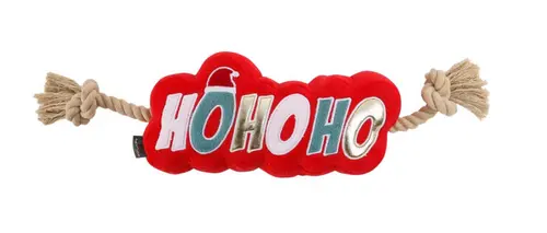 Peluche de Noël pour chien avec sifflet et corde coloris multicolore Wouapy Hohoho - 50 cm