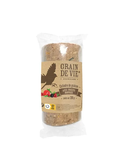 Cylindre de graisse aux fruits rouges pour oiseaux Grain de Vie - 350 g