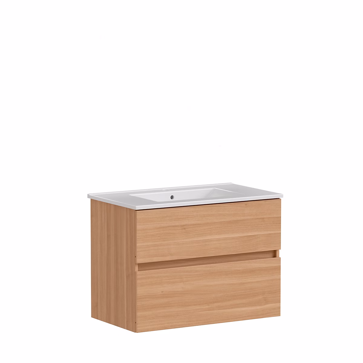 Meuble sous vasque à suspendre l.81 cm effet noyer Parona + plan vasque céramique blanc Randal Nia – Réf. EERUFNYUO7545477713