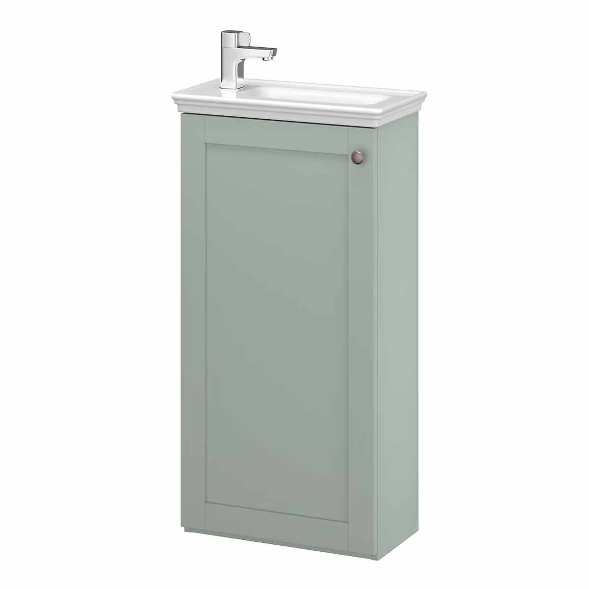 Meuble lave mains à poser vert sauge l.43 – 5 cm 1 porte Imandra + lave mains blanc céramique Endell, GoodHome