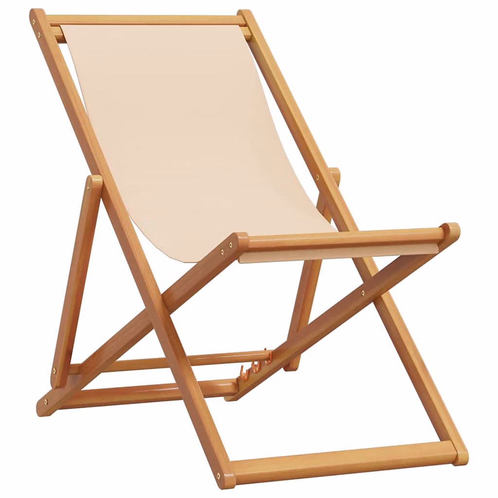 Salon et mobilier de jardin – Chaise pliante beige en bois massif d'eucalyptus et tissu vidaXL