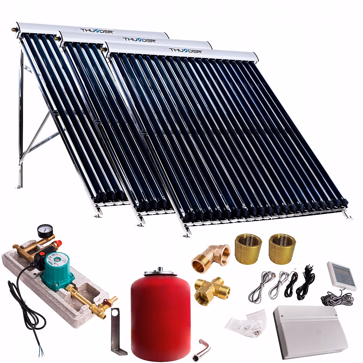 Ensemble solaire Thunder avec trois collecteurs sous-vide 20 sans câble solaire et sans réservoir 3 pièce. – Réf. NJFLLXREK3177703358