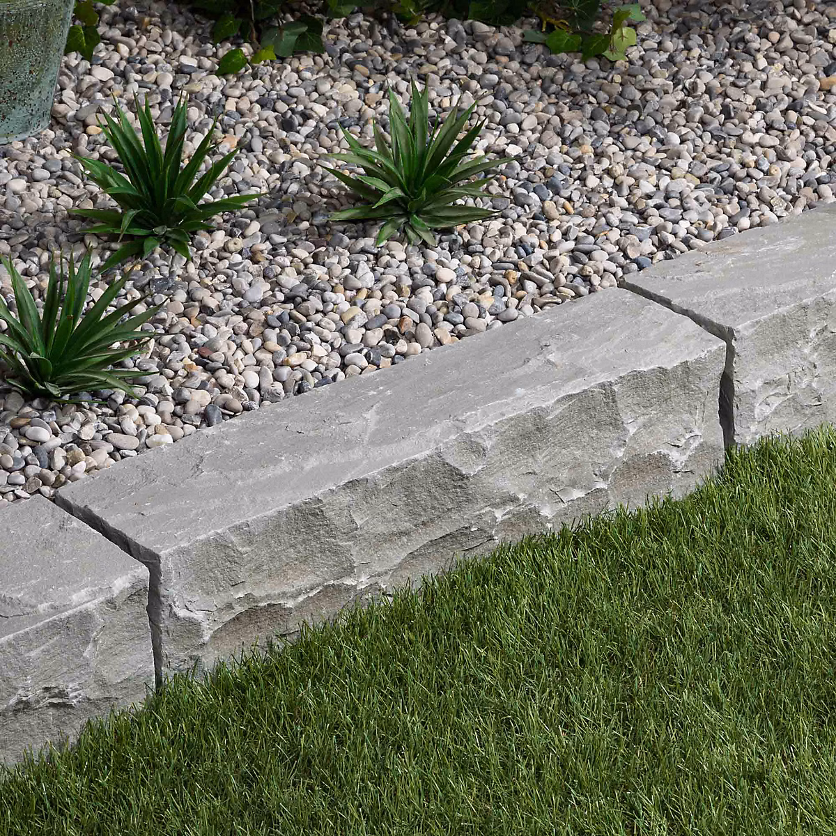 Bordure de jardin Grès Kandla Gris 50 × 12 × 12 cm (bordures soit 10 mètres) – RO'MA NATURE, lot de 20