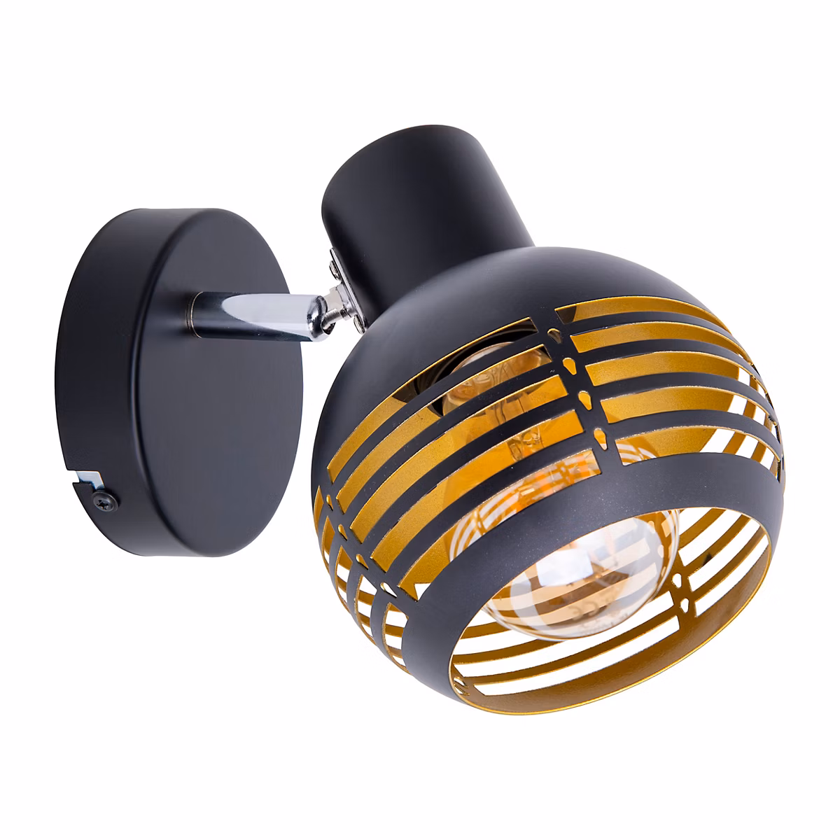Applique et plafonnier CASCO metal noir et or douille E27 23 × 12 × 14 cm pour salon salle a manger ou cuisine