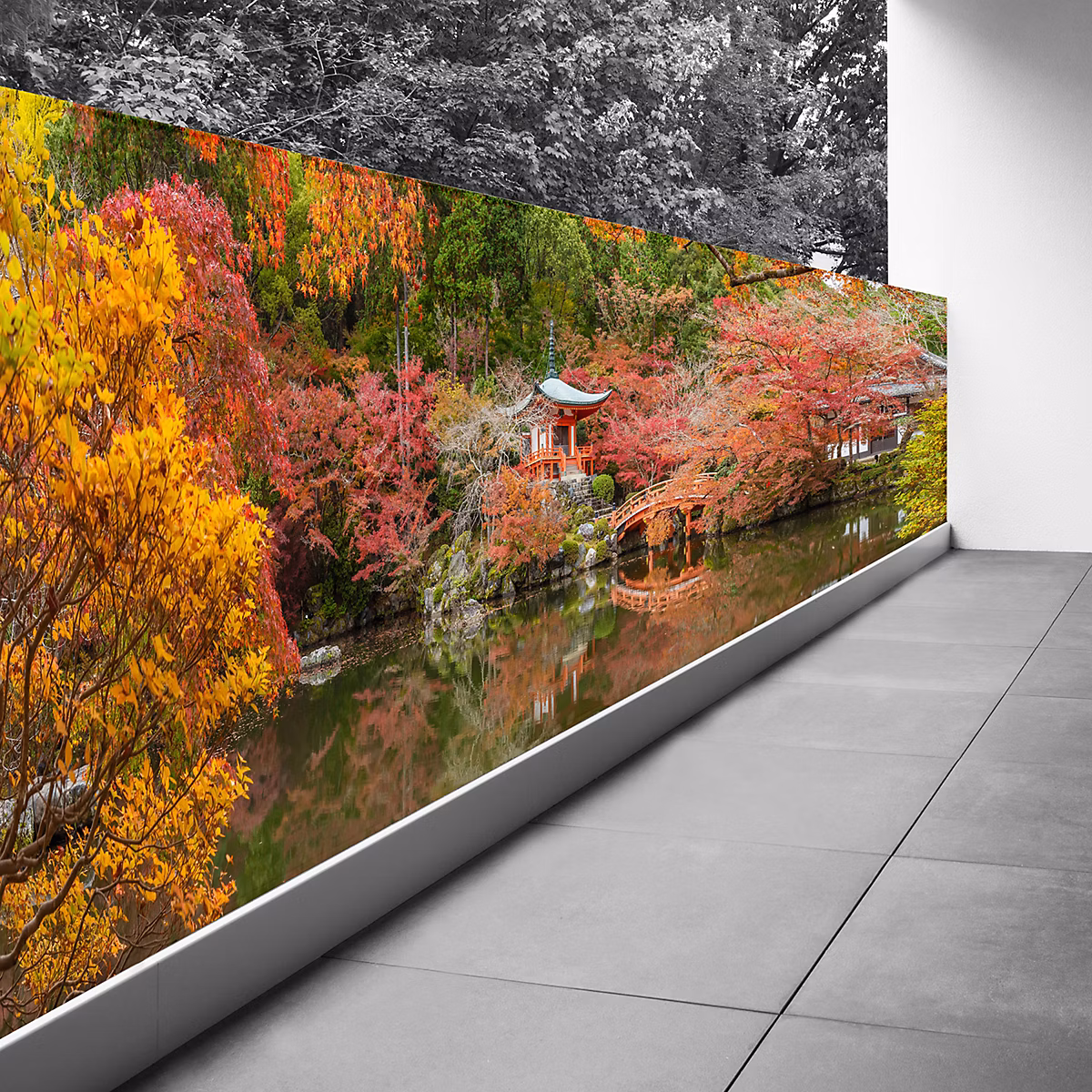 Brise vue Trompe l'oeil – 80 × 240 cm, Temple japonais 3617689698137
