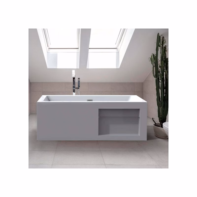 Baignoire îlot design 170 × 80 cm – avec rangement intégré, Acrylic Lucite