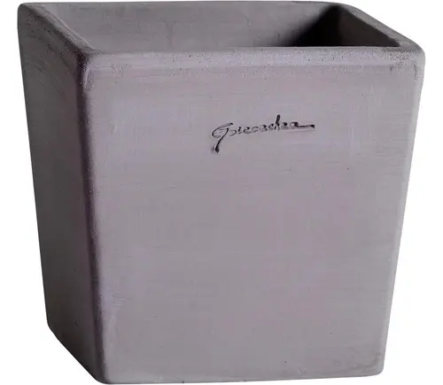 Carré contemporain en terre grise Poterie Goicoechea - 16 x 16 x 15 cm