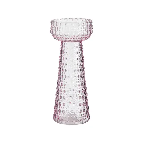 Vase en verre rose décor bulles - Ø 8,5 x H 20,5 cm