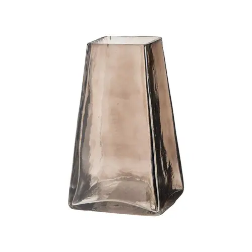 Vase carré en verre fumé gris - Ø 15,5 x H 30 cm