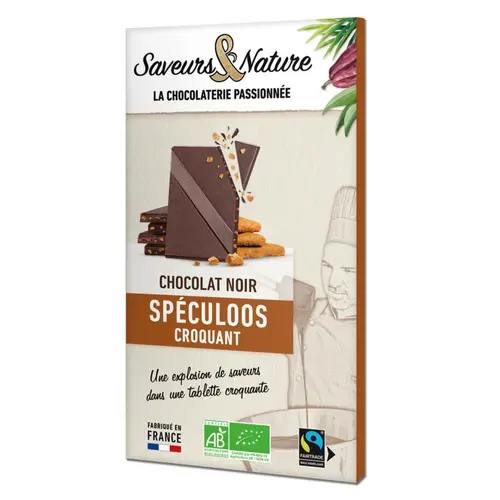 Chocolat noir au spéculoos croquant bio Saveurs & Nature - 80 g