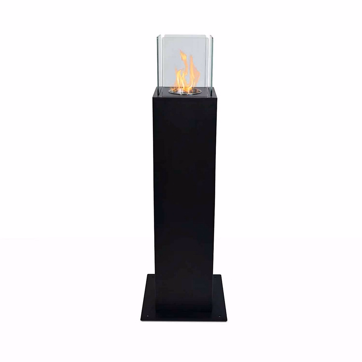 Brasero bioethanol d exterieur Frankystar Capri 20 × 20 × 110 cm cadre metall noir