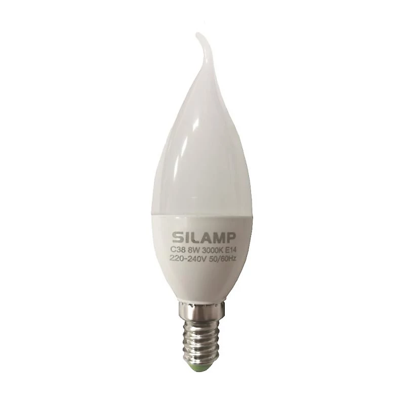 Ampoule LED E14 Flamme 8W 220V 38mm – Blanc Chaud 2300K, 3500K, SILAMP