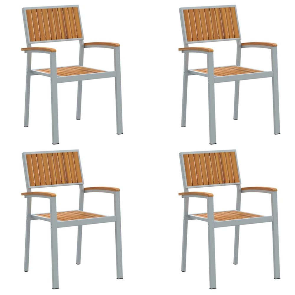 vidaXL Chaise empilable 4 pc Marron Bois d'Acacia Massif Empilable – Mobilier de jardin