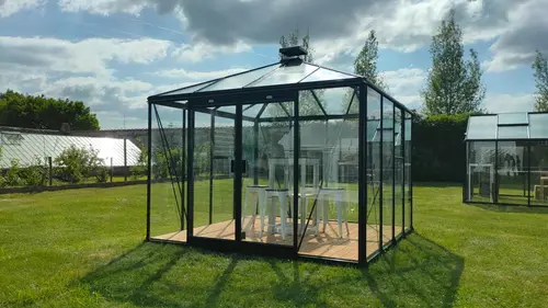 Serre de jardin en aluminium laqué noir ACD Pauline - 306 x 306 cm