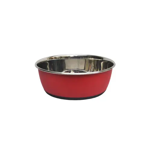 Gamelle pour chien et chat coloris rouge mat en inox Tyrol – 950 ml