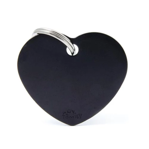 Médaille basic grand cœur pour chien en aluminium noir