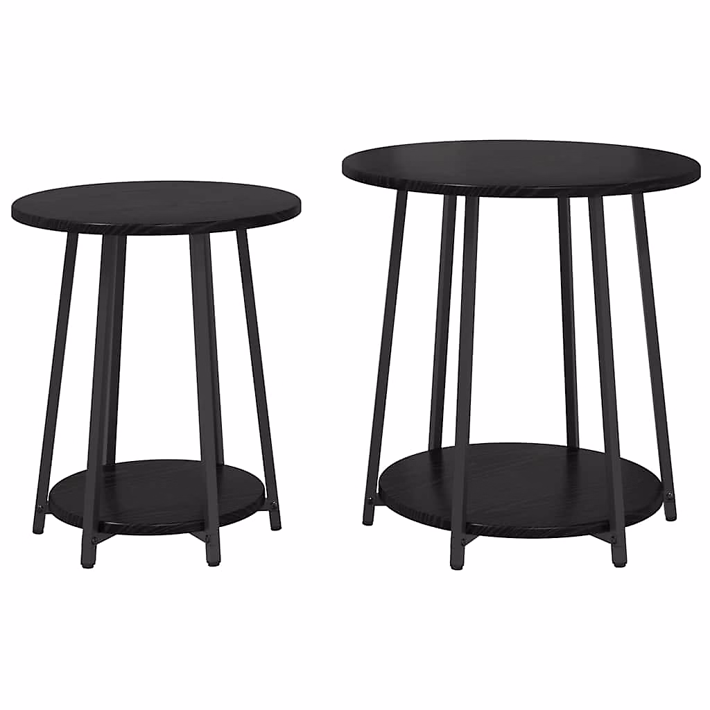 Ensemble de tables d'appoint avec étagère 2 pcs Chêne noir vidaXL – Réf. TFUVVUYVJ2959349805