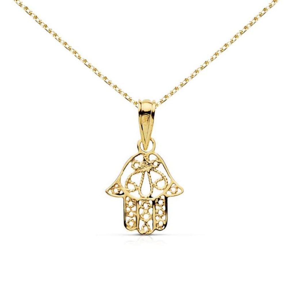 L'ATELIER D'AZUR Collier Pendentif Or Jaune Main de Fatma - Chaine Dorée