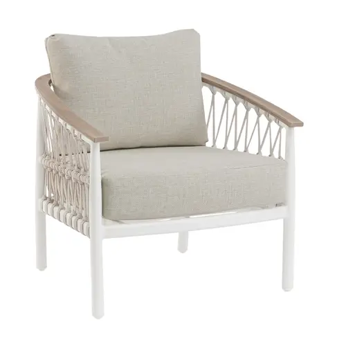 Fauteuil crème en aluminium et corde Bizzotto Fenix - 75 x 75 x 85 cm