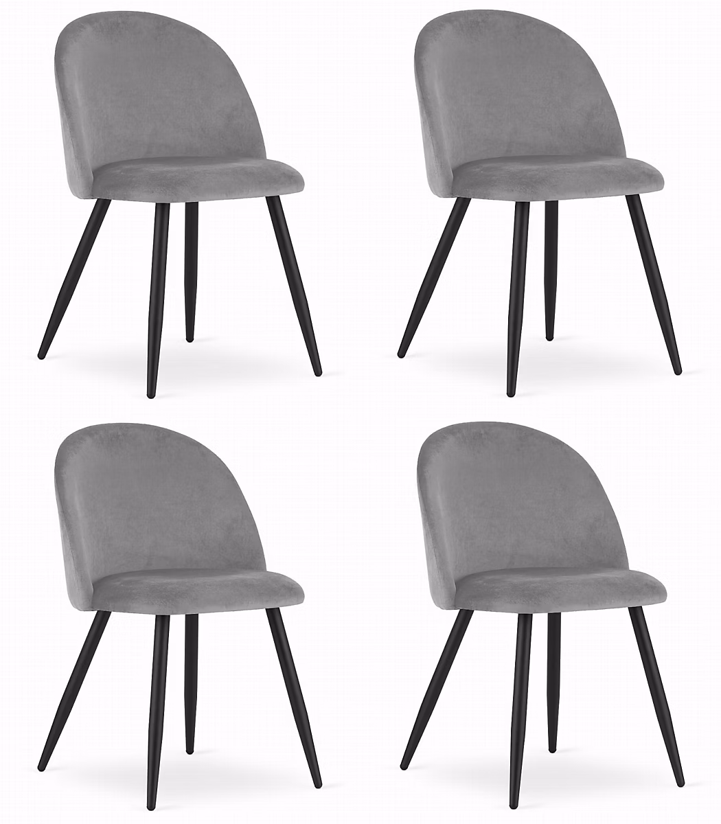 Chaise Valora BELLO en velours gris clair – design moderne x4