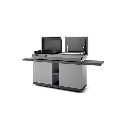 Table roulante fermée pour combi en acier noir et gris 223 x 60 x 99 cm