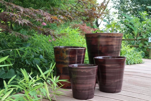 Pot en terre cuite émaillée marron Châtaigne Les Poteries d’Albi Sydney - Ø 25 x H 29 cm